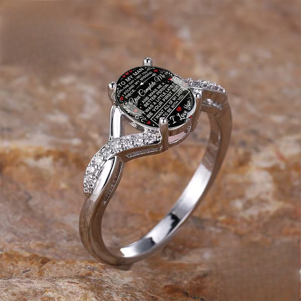 Twisted Crystal Love Message Ring