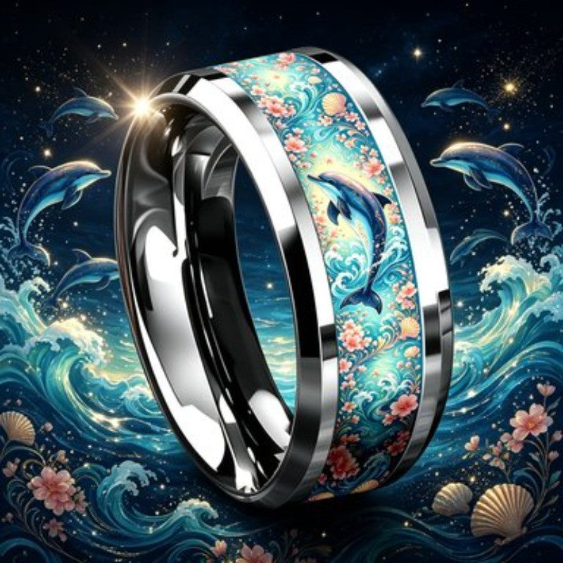Dolphin Floral Ocean Ring