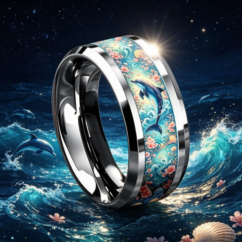 Dolphin Floral Ocean Ring
