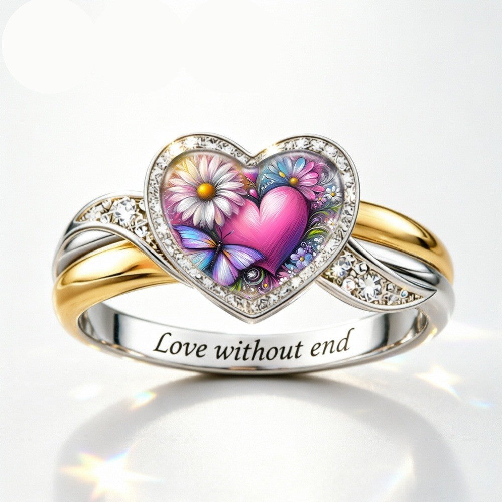Engraved Love Without End Heart Ring