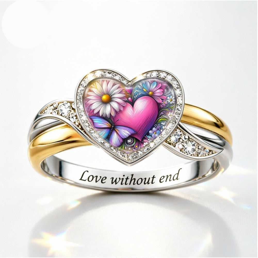 Engraved Love Without End Heart Ring