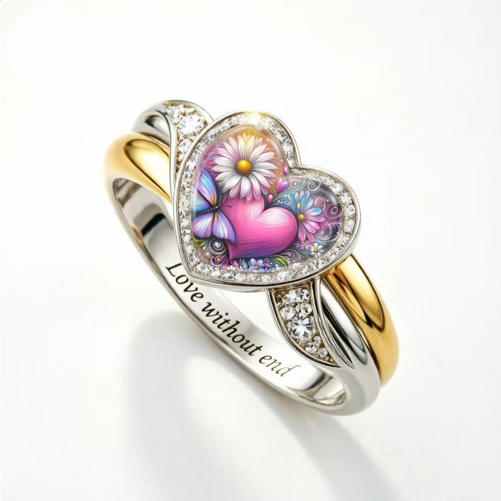 Engraved Love Without End Heart Ring