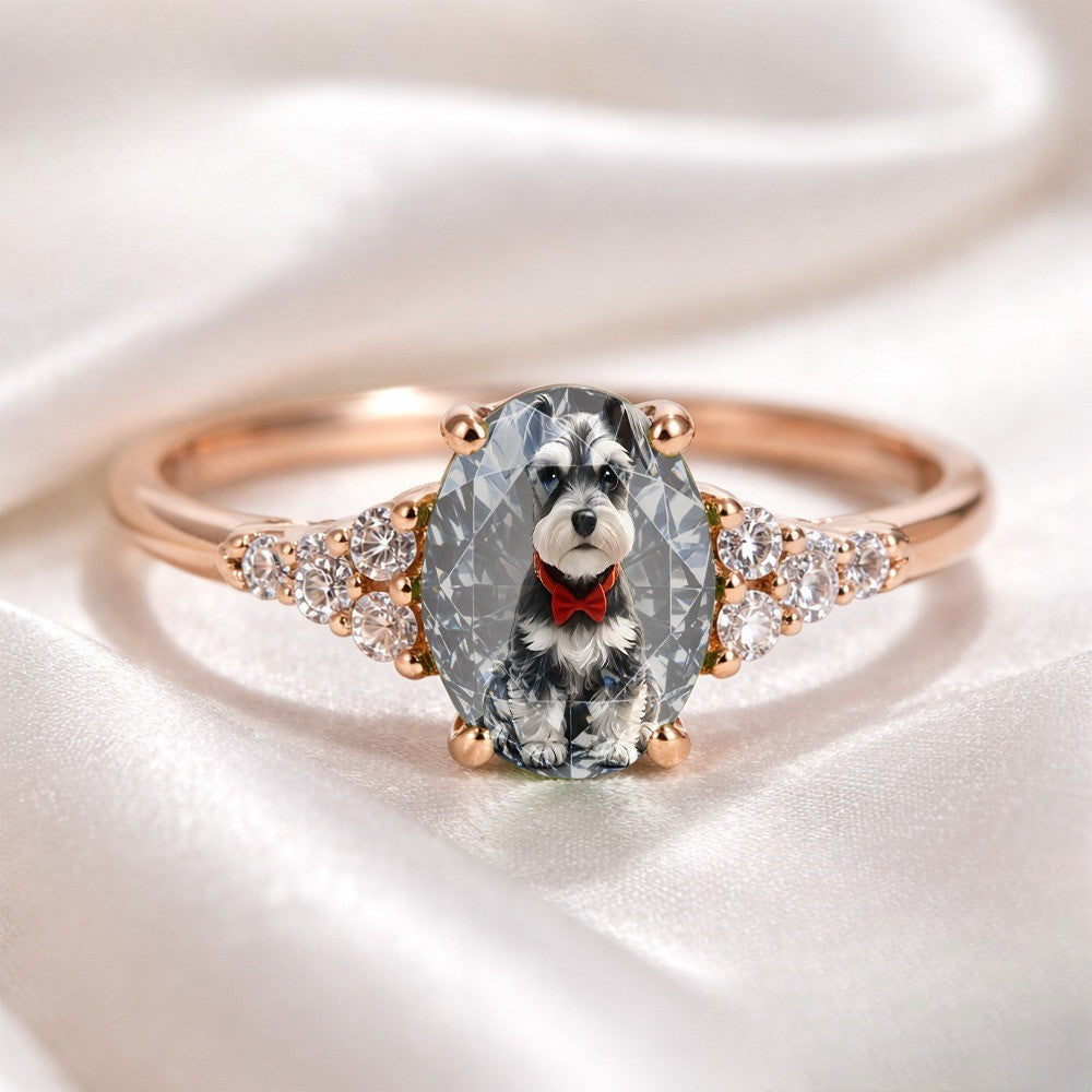 Schnauzer Portrait Oval Ring