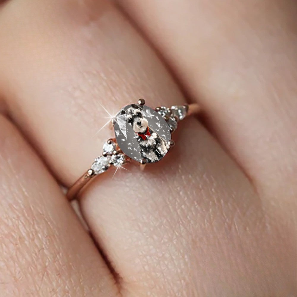 Schnauzer Portrait Oval Ring