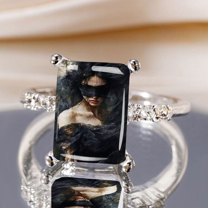 Blindfolded Woman Rectangular Ring