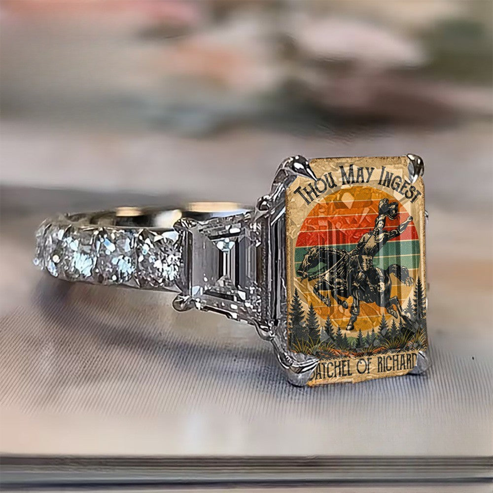 Retro Horseman Square Ring