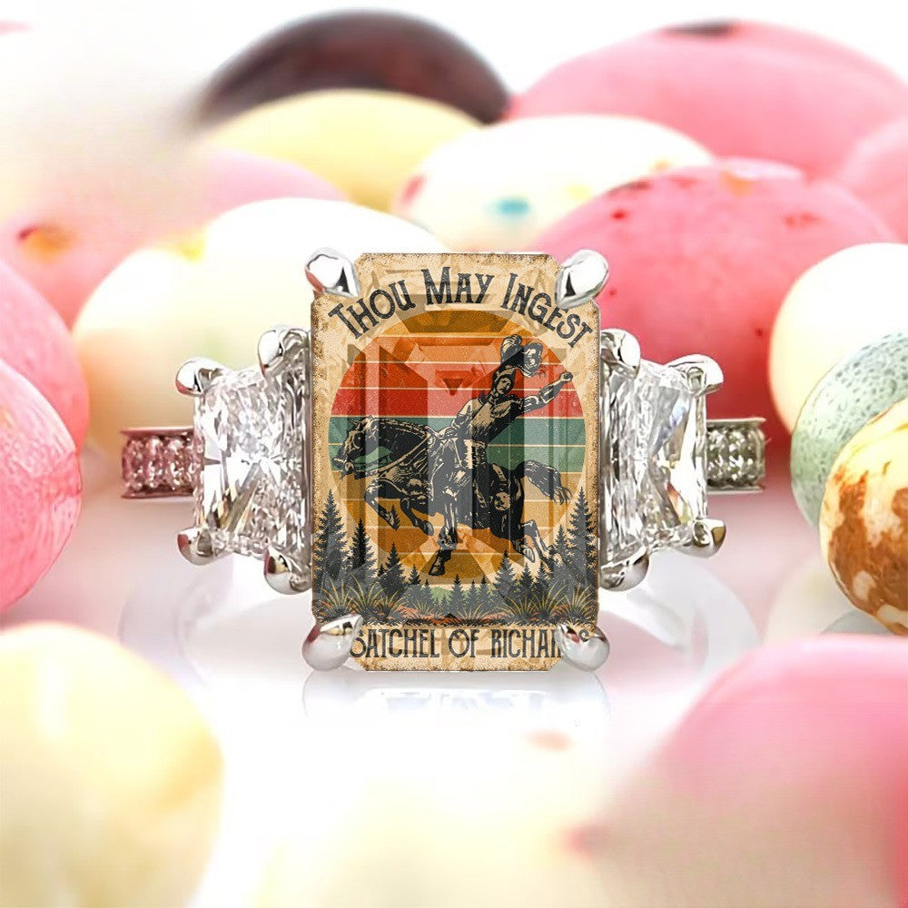 Retro Horseman Square Ring