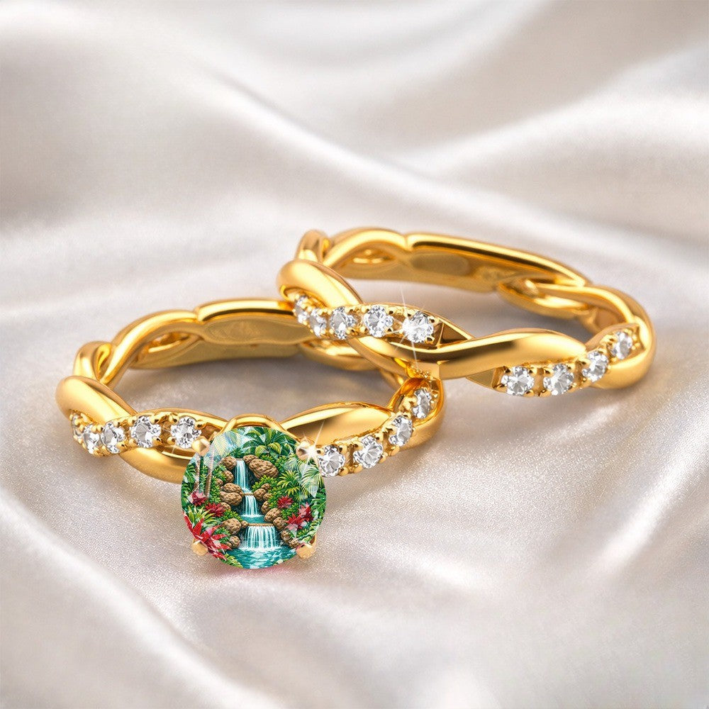 Tropical Waterfall Twisted Ring