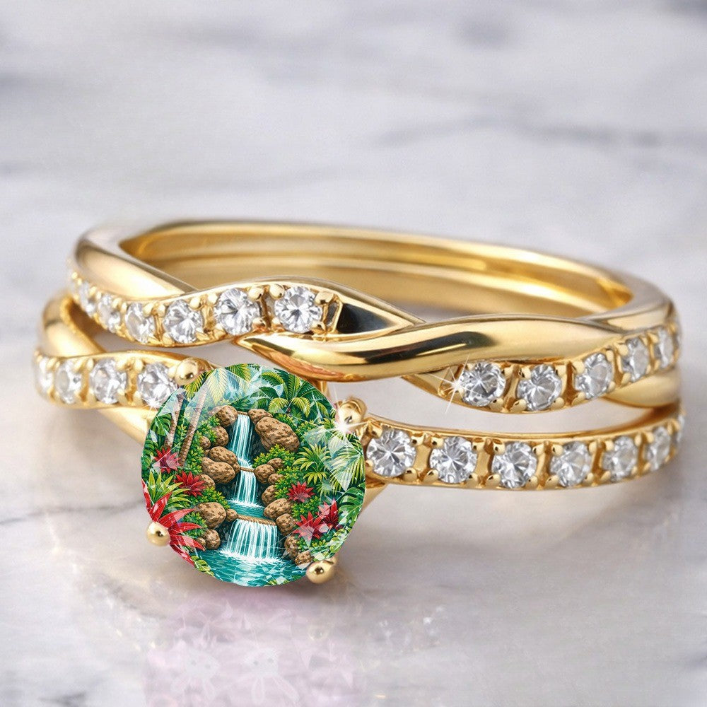 Tropical Waterfall Twisted Ring