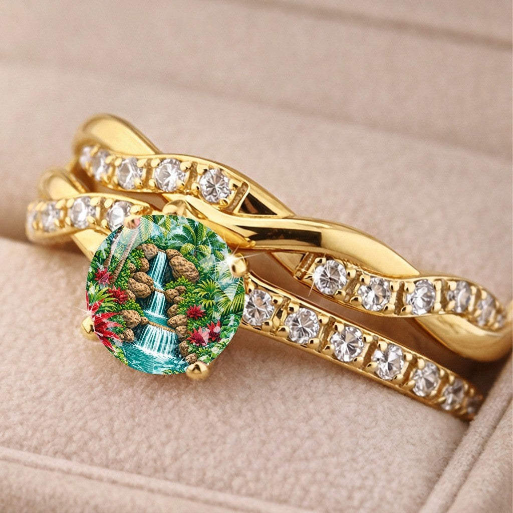 Tropical Waterfall Twisted Ring