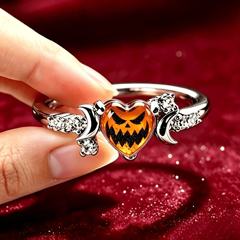Jack-O-Lantern Heart Ring