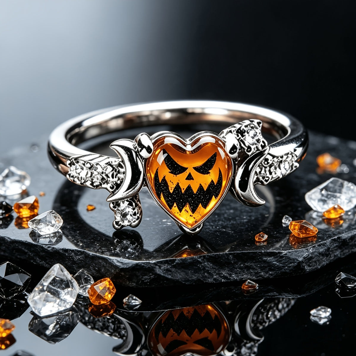 Jack-O-Lantern Heart Ring