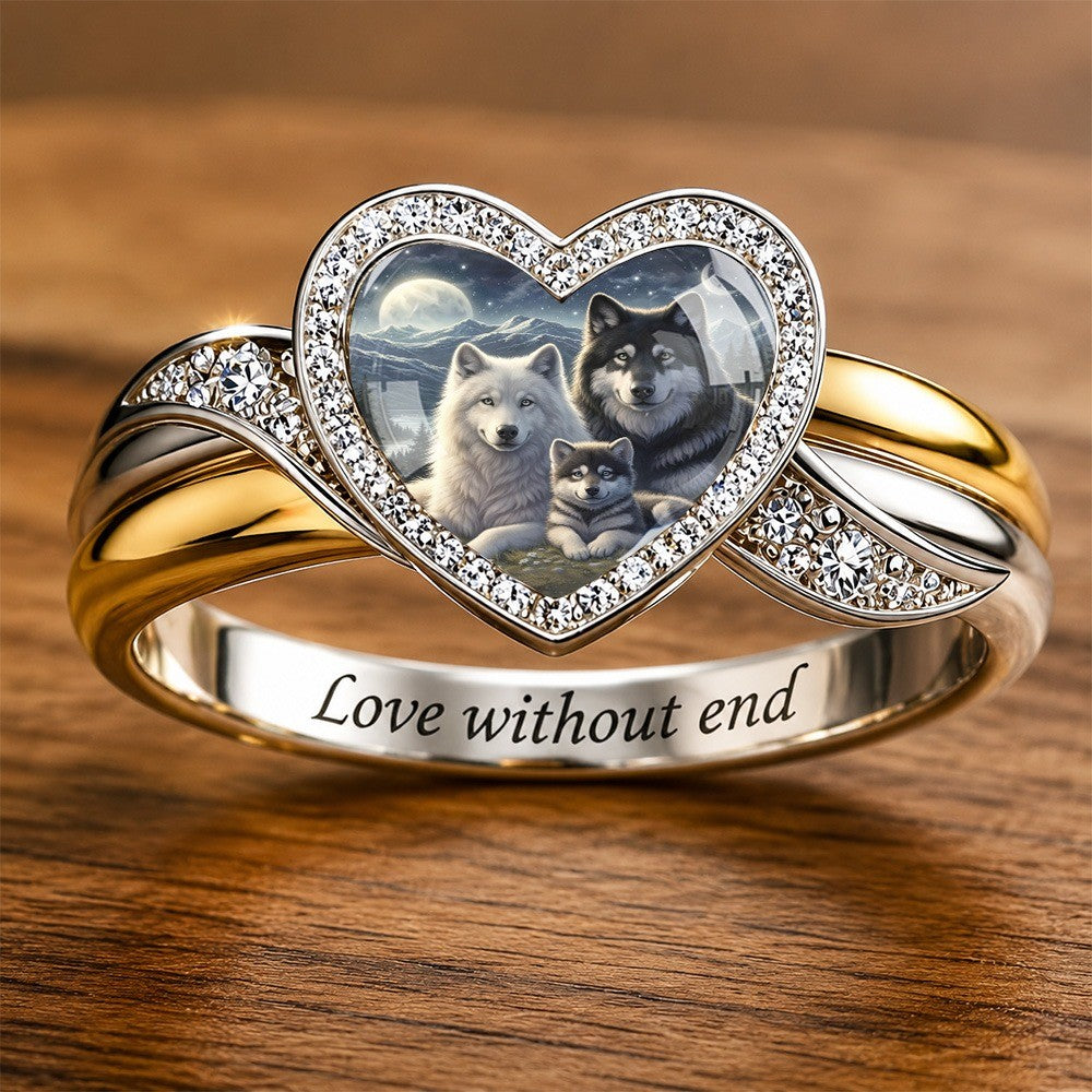 Wolf Family Heart Ring