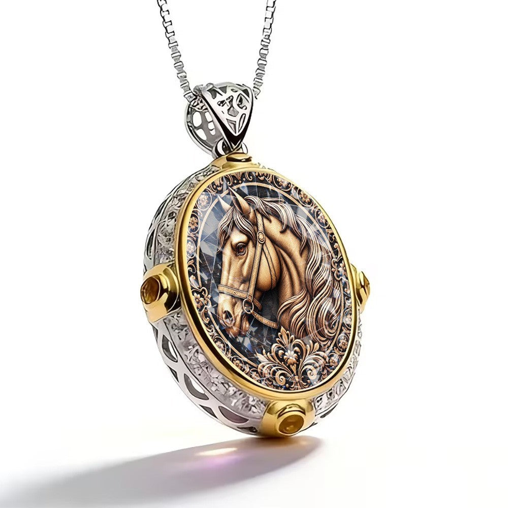 Ornate Horse Pendant Necklace