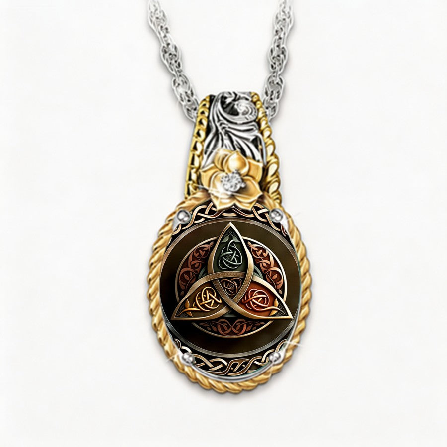 Celtic Triquetra Rose Pendant Necklace