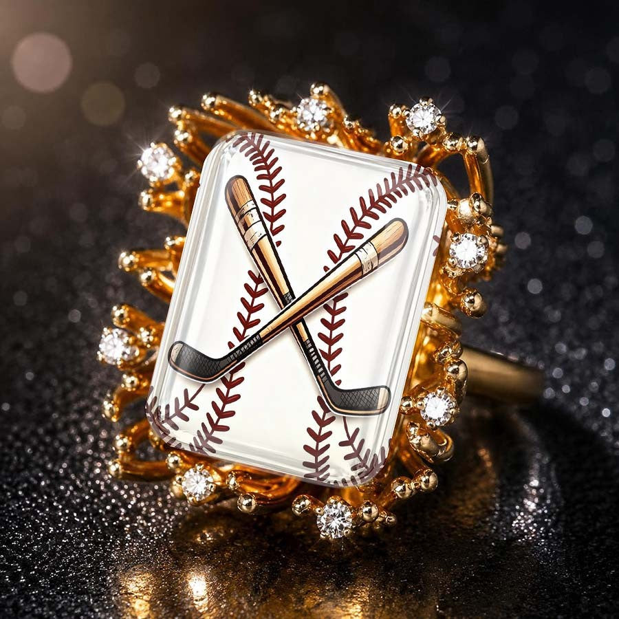 Crossed Bats Statement Ring
