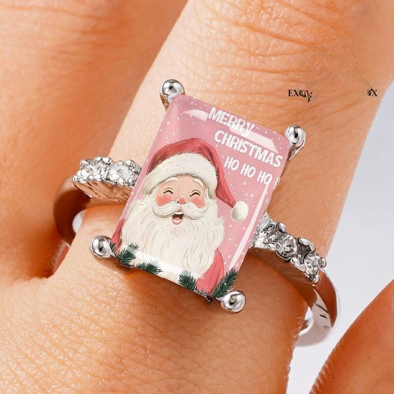 Santa Claus Merry Christmas Rectangle Ring