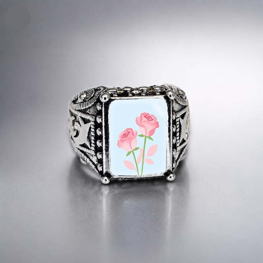 Pink Rose Square Ring