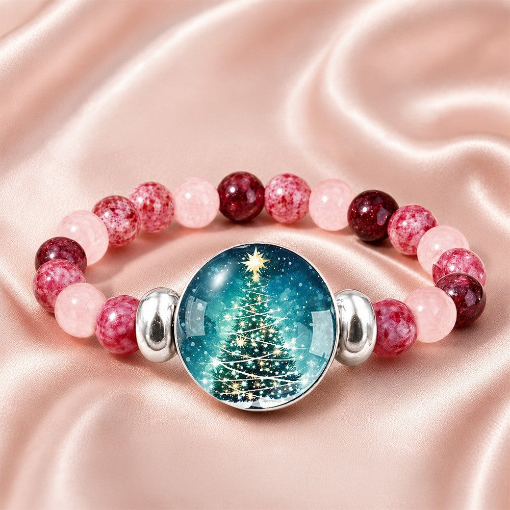 Starry Christmas Tree Beaded Bracelet