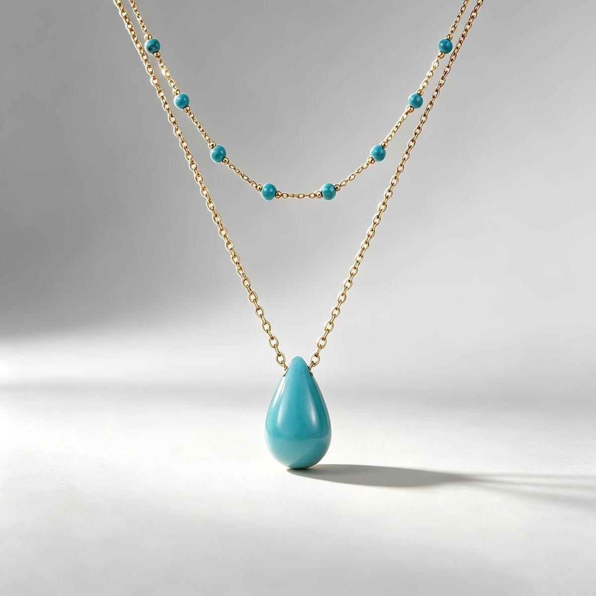 Turquoise Drop Layered Necklace