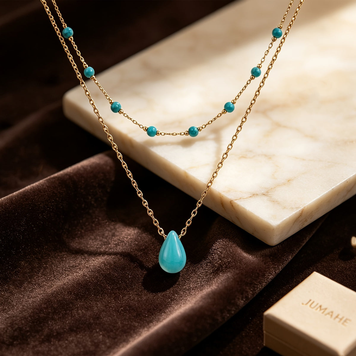 Turquoise Drop Layered Necklace