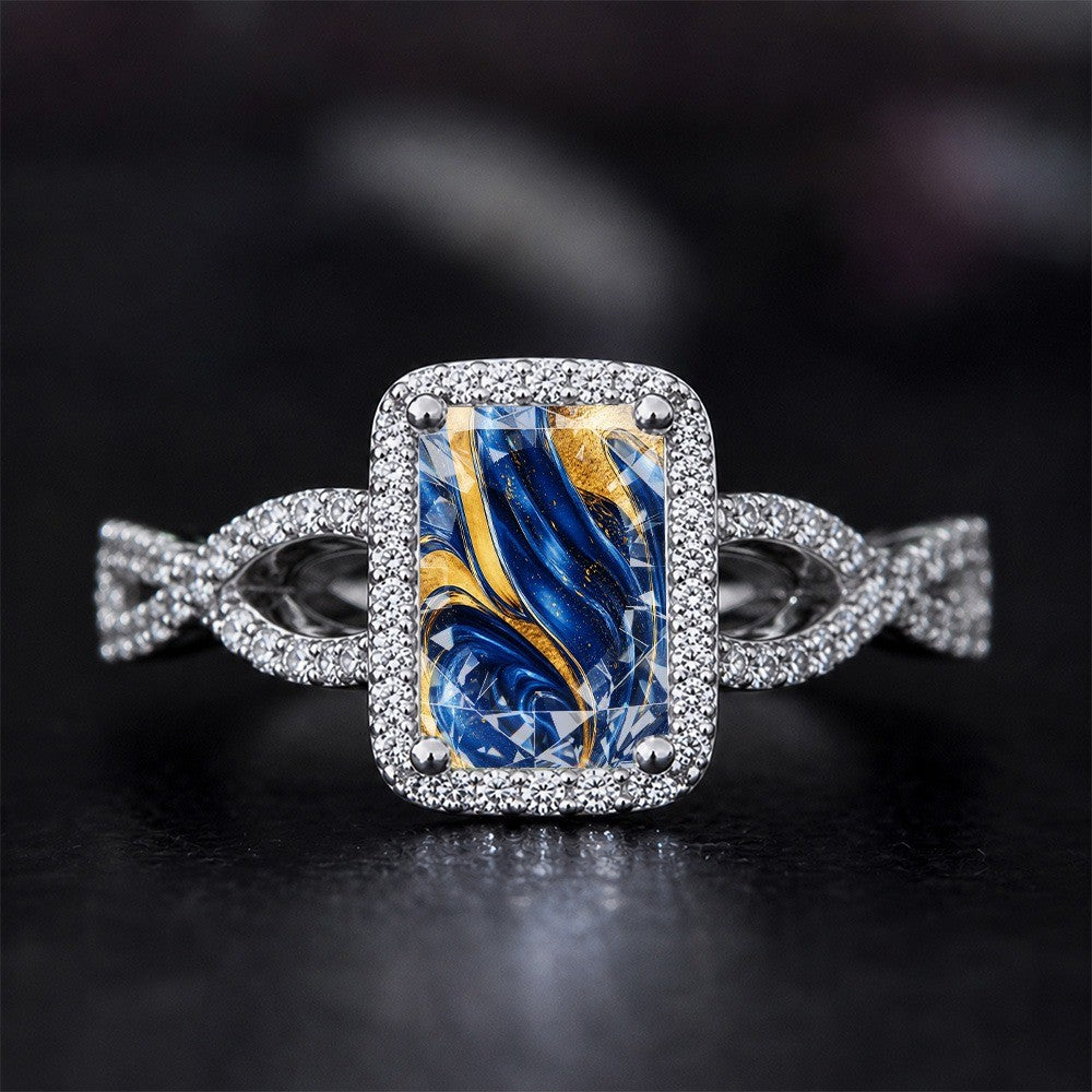 Blue Marble Square Ring