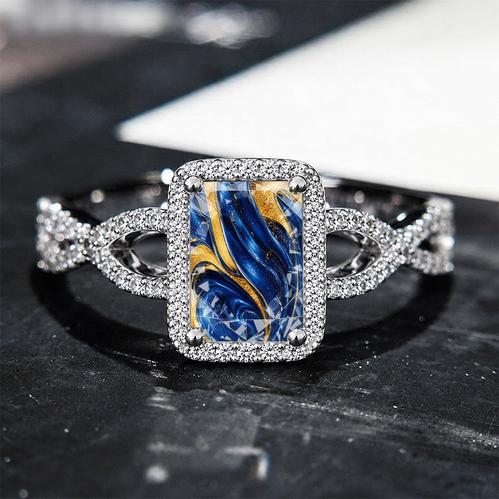 Blue Marble Square Ring