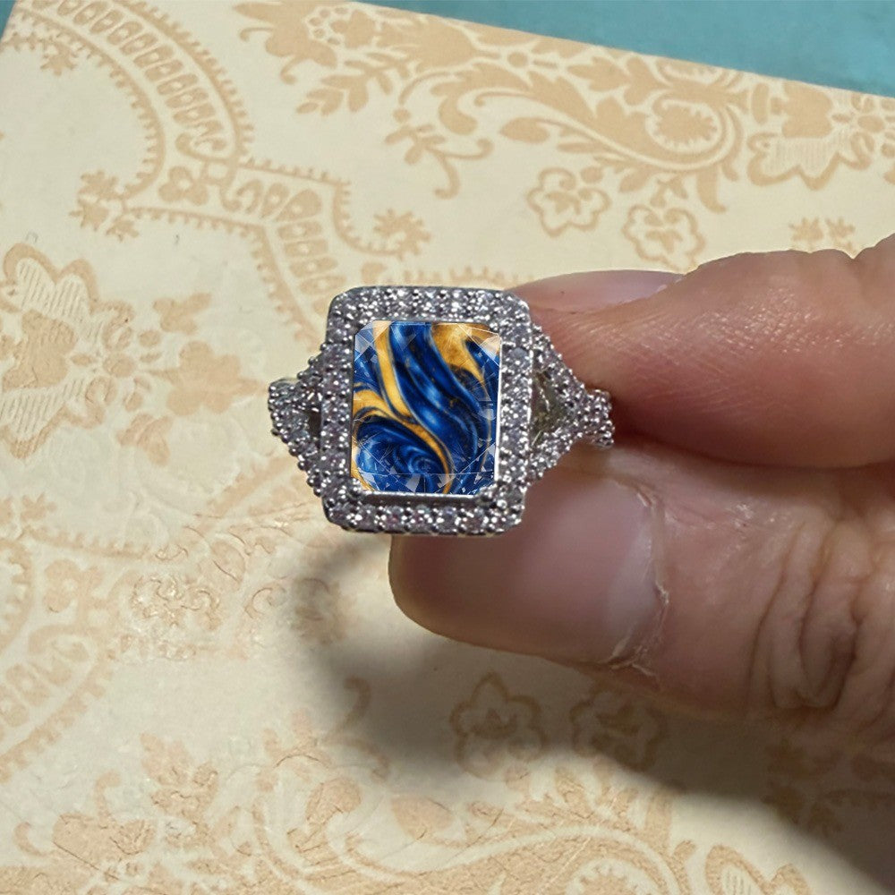 Blue Marble Square Ring