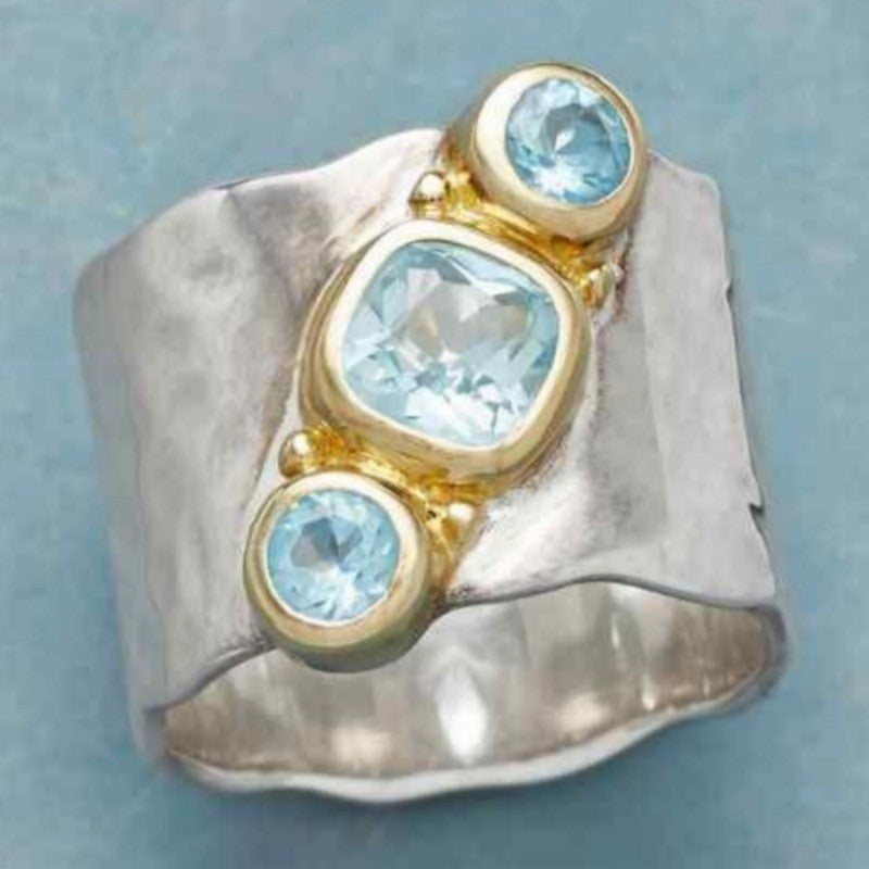 Hammered Blue Zircon Ring