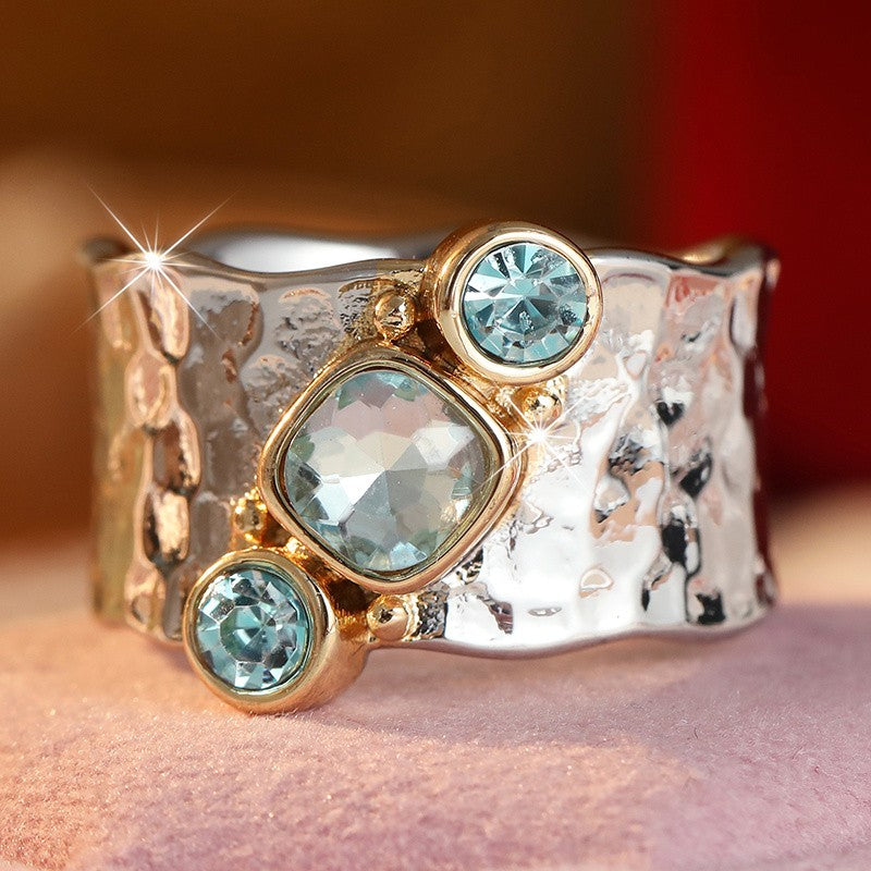 Hammered Blue Zircon Ring