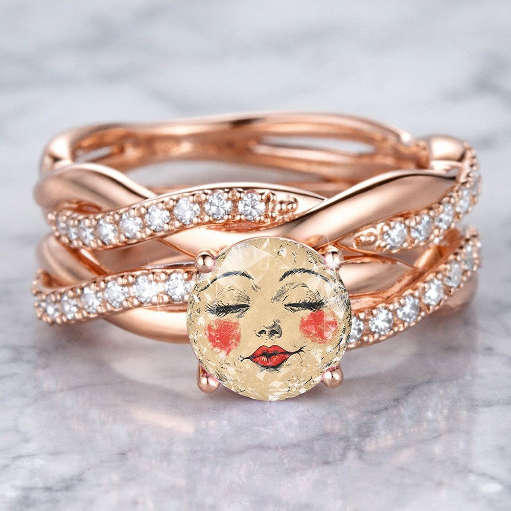 Illustrated Face Statement Ring