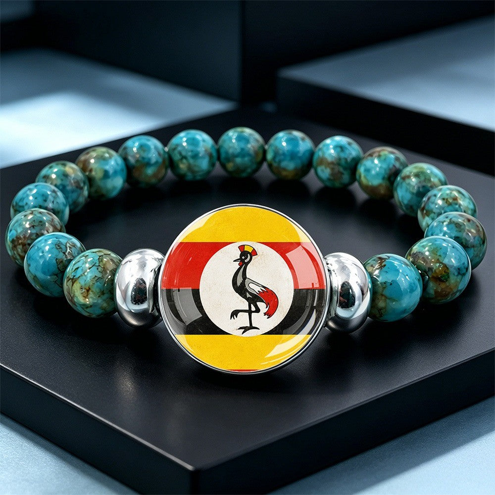 Uganda Flag Beaded Bracelet