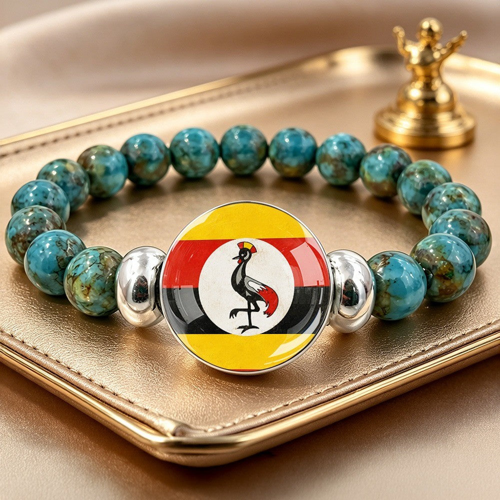 Uganda Flag Beaded Bracelet