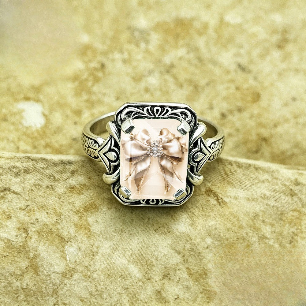 Ornate Bow Square Ring