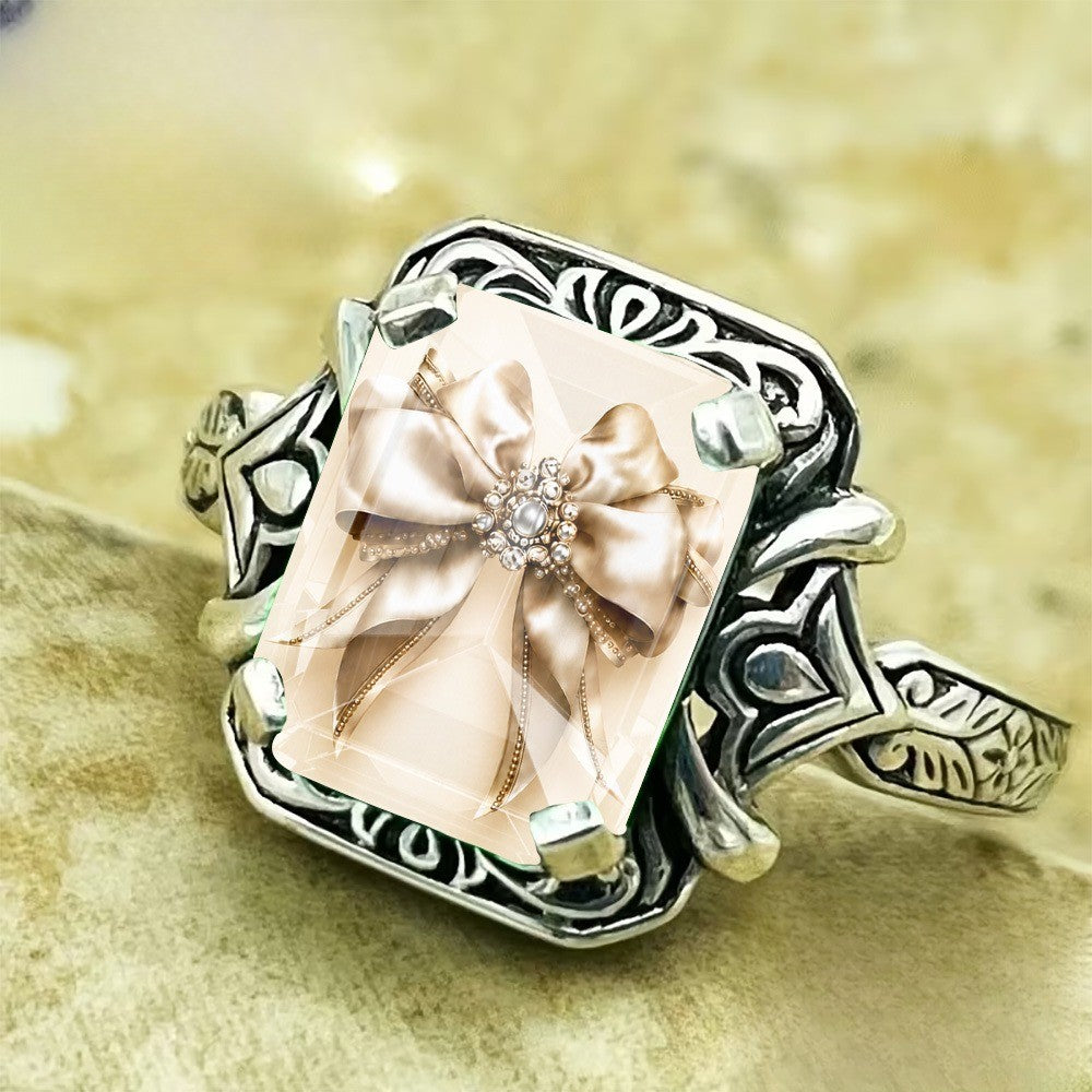 Ornate Bow Square Ring