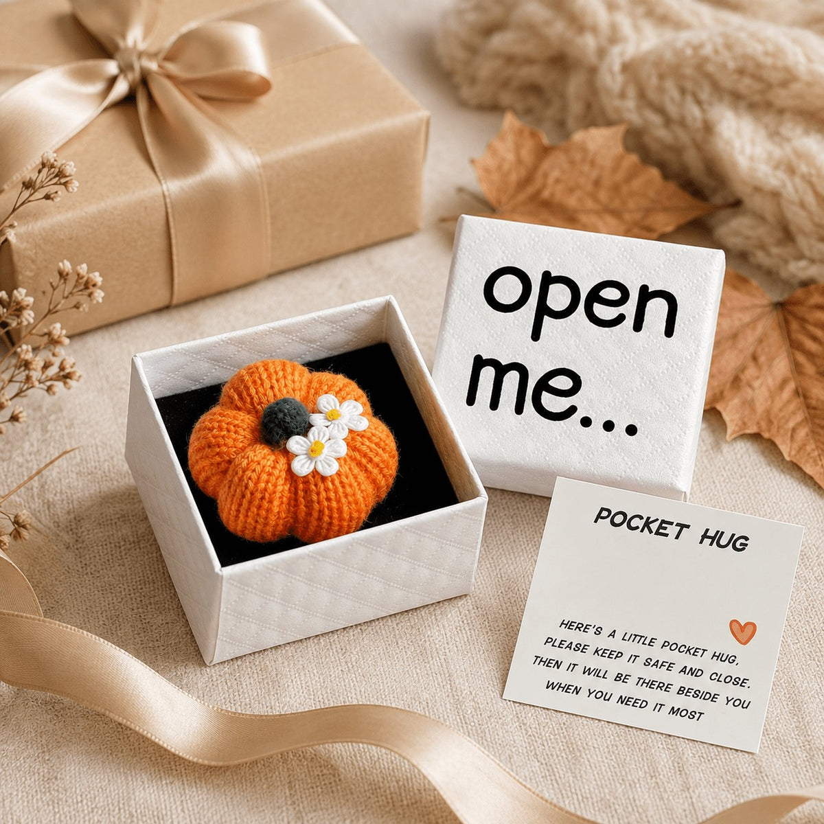 Knit Pumpkin Pocket Hug