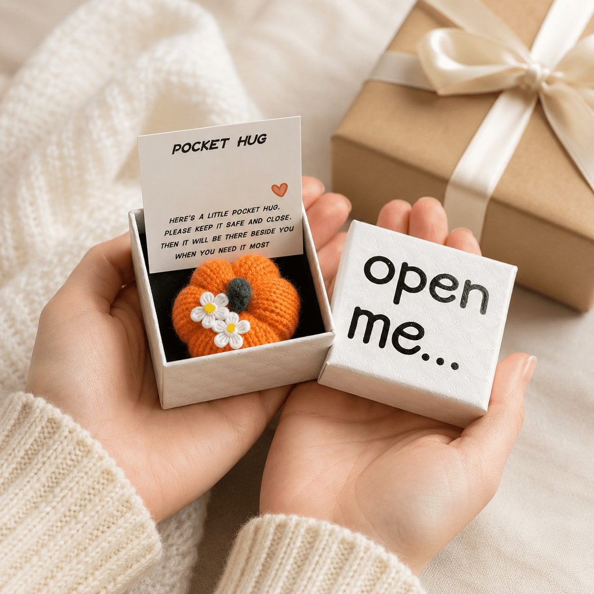 Knit Pumpkin Pocket Hug
