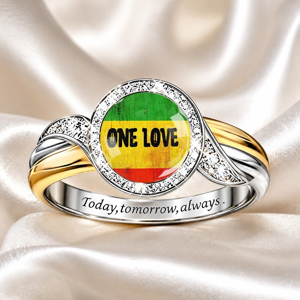 One Love Tricolor Statement Ring