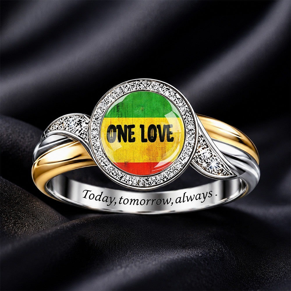 One Love Tricolor Statement Ring
