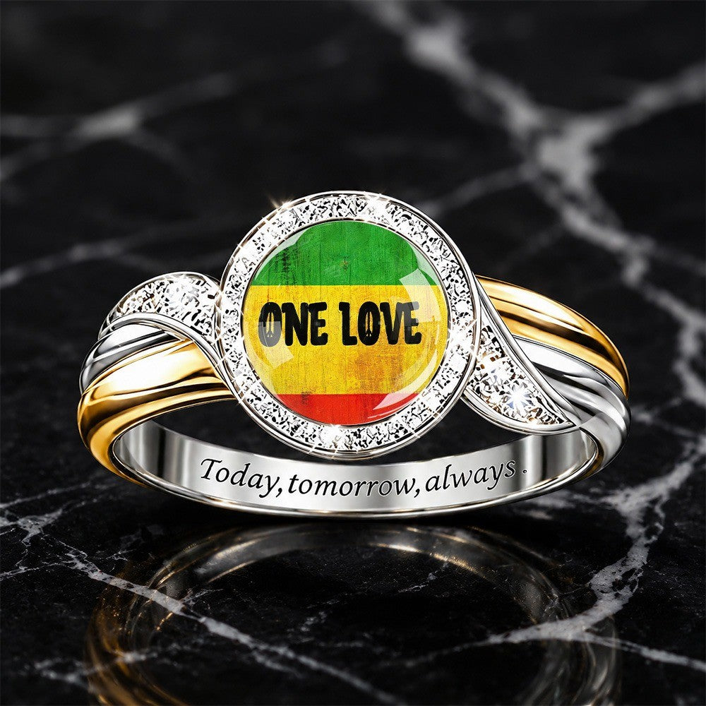One Love Tricolor Statement Ring