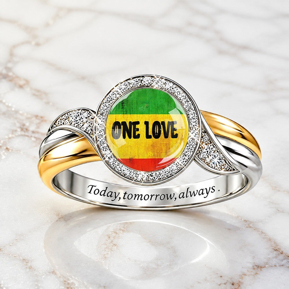 One Love Tricolor Statement Ring