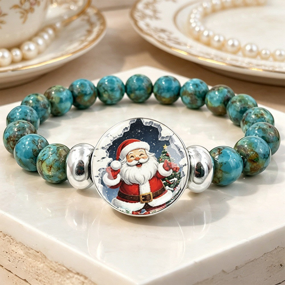 Santa Claus Turquoise Bead Bracelet