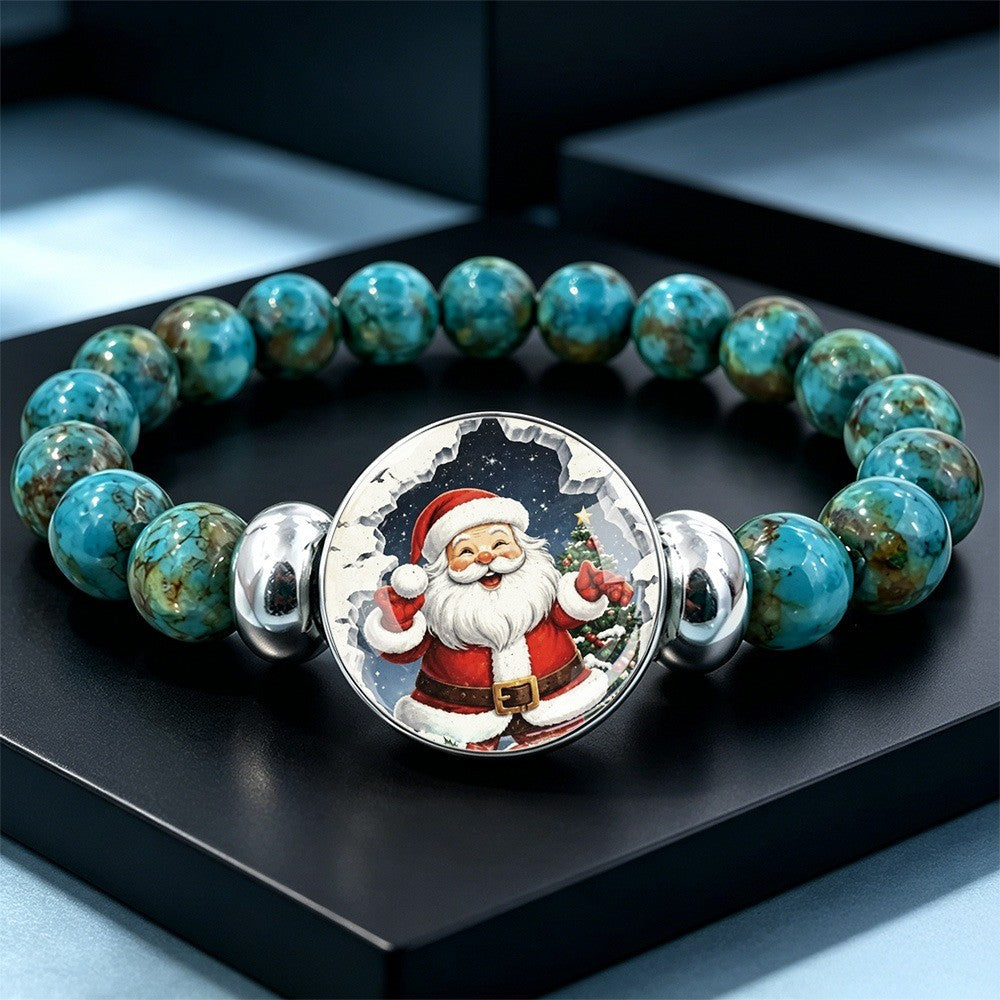 Santa Claus Turquoise Bead Bracelet