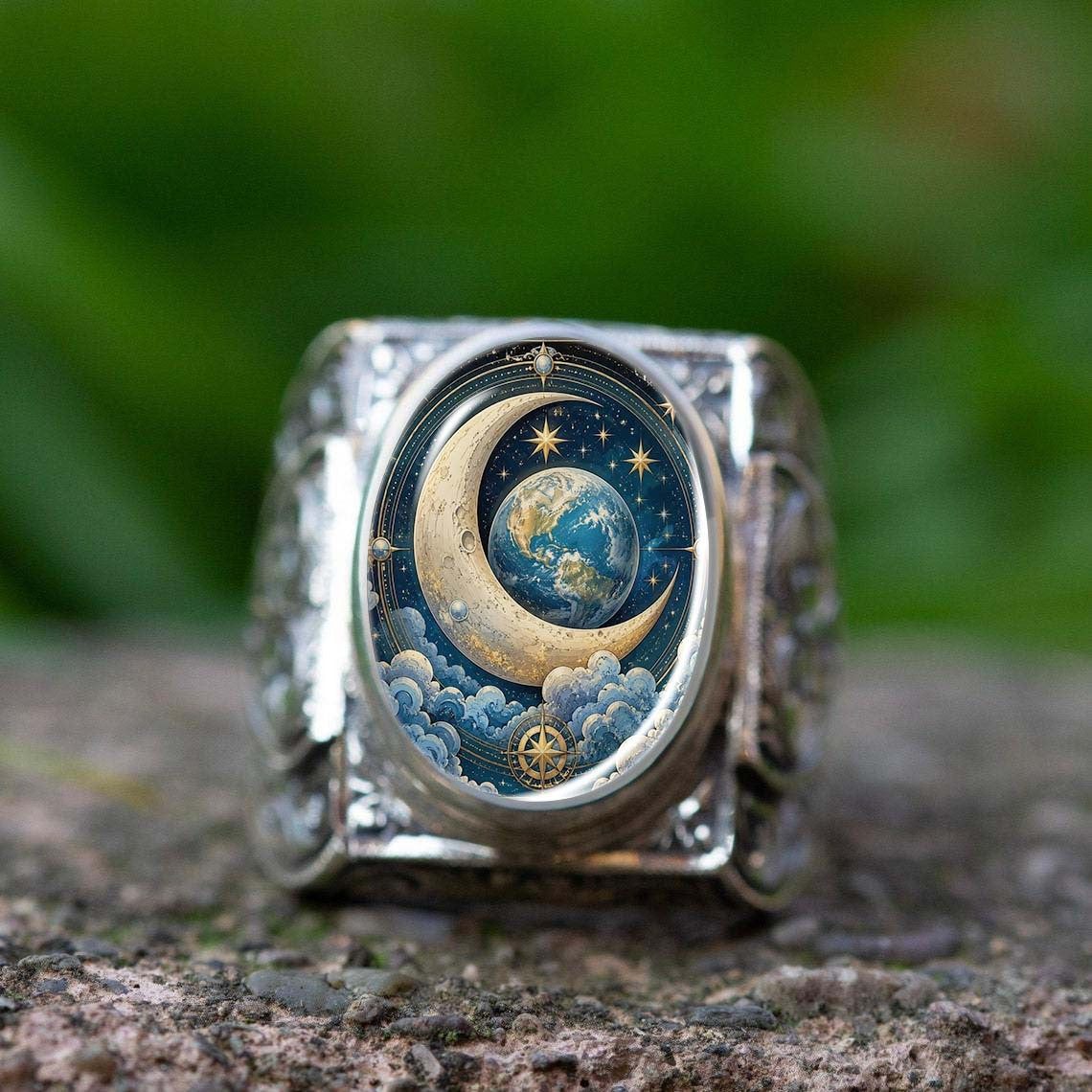 Celestial Earth & Moon Ring
