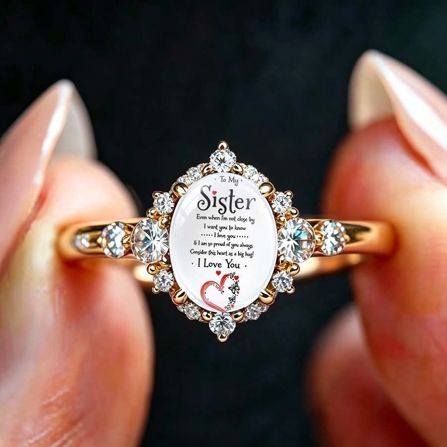 Sister Message Crystal Ring