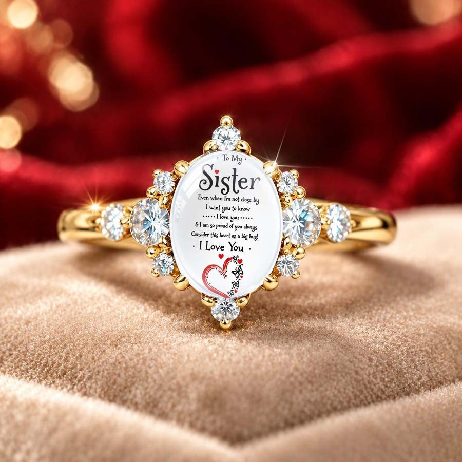 Sister Message Crystal Ring
