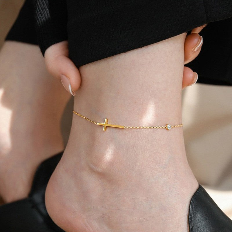 Horizontal Cross Anklet