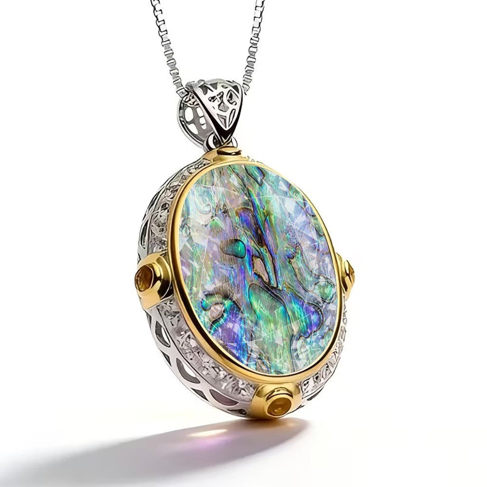 Iridescent Shell Oval Necklace