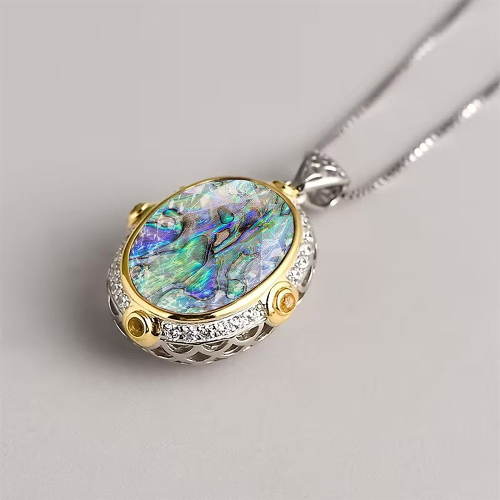 Iridescent Shell Oval Necklace