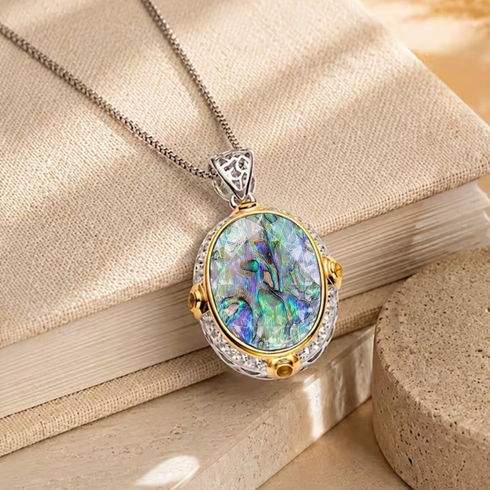 Iridescent Shell Oval Necklace